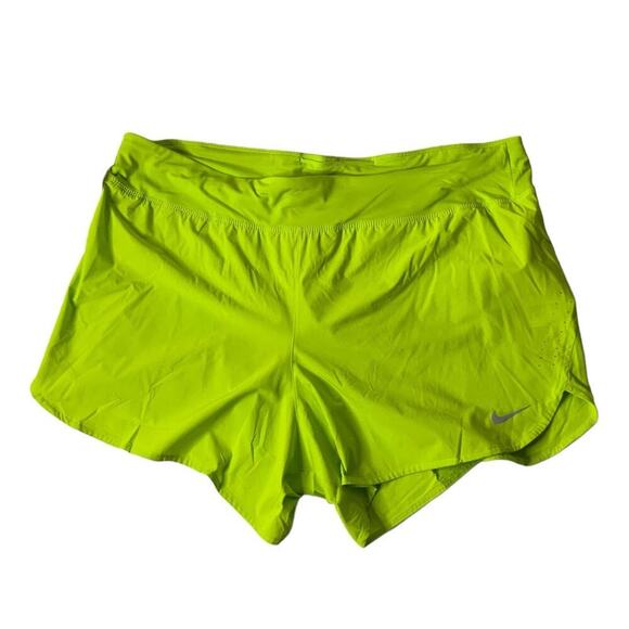 Nike Dri Fit Running Short Womens Size 2X Atomic Green Brief Lined 3" Activewear - Picture 1 of 10